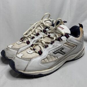Vintage Tommy Hilfiger Womens 10M Leather Sneakers Grunge Y2K Distressed Runners
